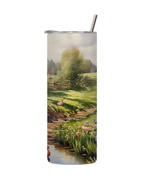 Duck 20 Oz Tumbler with Lid and Straw with Easter Graphic Design Present091