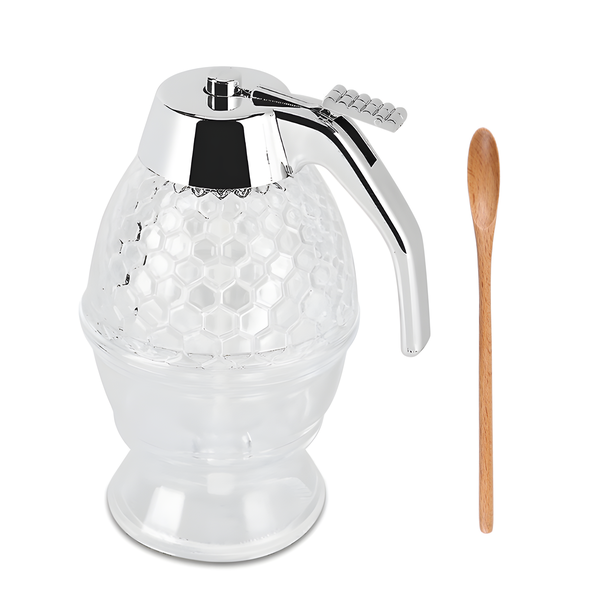 8 oz Syrup Squeeze Honey Jar With Stir Spoon Set Container Drip Dispenser
