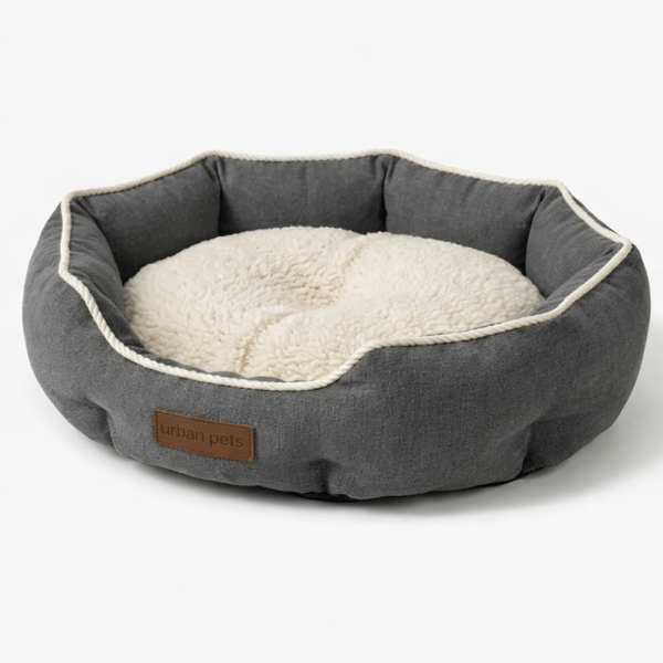 M - Round Washable Home Style Pet Bed Removable Pillow Cushion - Brown
