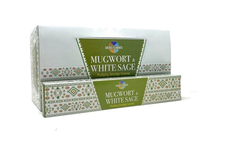 Sacred Elements Incense Sticks - Mugwort &amp; White Sage - 12 Pack