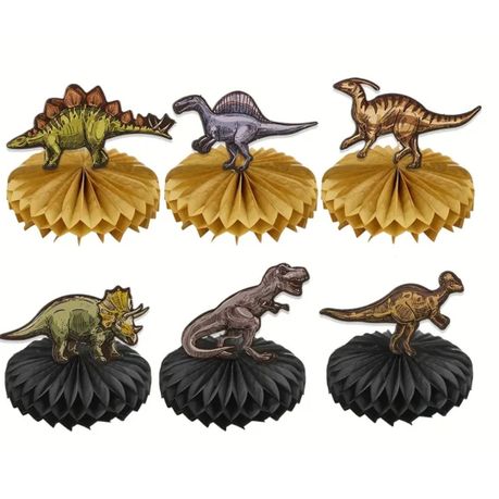 6 Piece Dinosaur Honeycomb Table Decorations - 14x8cm Image