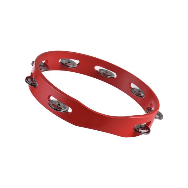 Red Hand Cranked Tambourine for Adults Jingle Sound