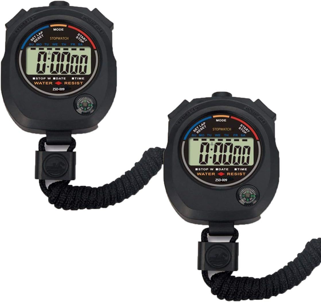 2x Multi-Function Electronic Digital Sport Stopwatch Timer Large Display