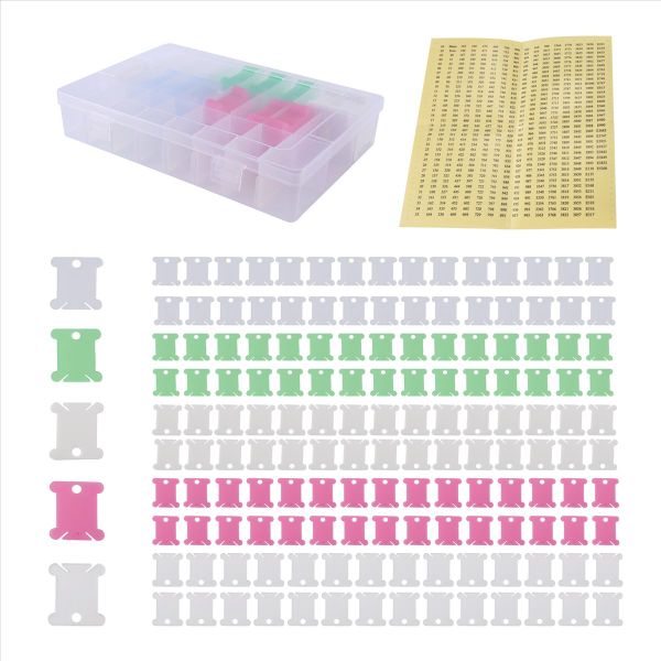 152Pcs Accessories Including Thread Bobbins Organizer Box and Sticker