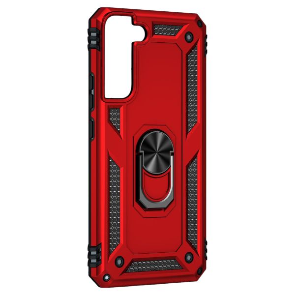 Shockproof Phone Case With 360 Rotatable Ring Stand Compatible with Samsung S22+ - Red