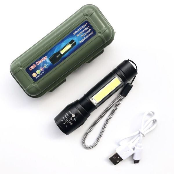 Portable LED Flashlight Torch USB Rechargeable Built-in Battery
