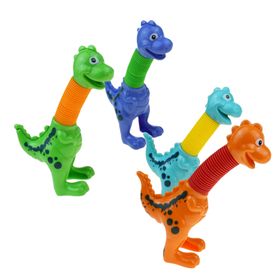 Kids Dinosaur Pop Tube Stretching Stress Reliever Fidget Toy Set Of 4 ...