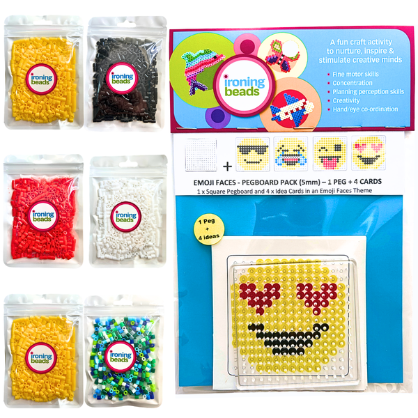 Ironing Beads - 3000 Beads And 1 Sml Peg 1 Card Pack - Emoji Faces
