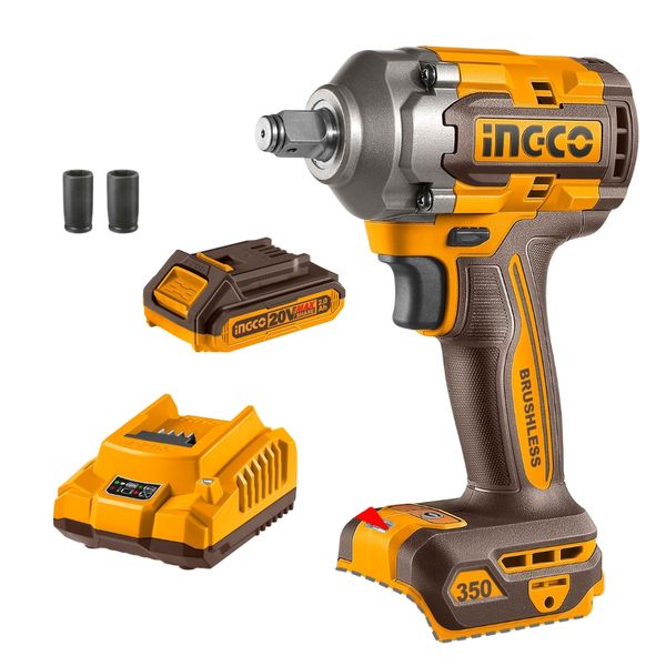 Ingco - Cordless Impact Wrench with 2Ah Battery &amp; Charger