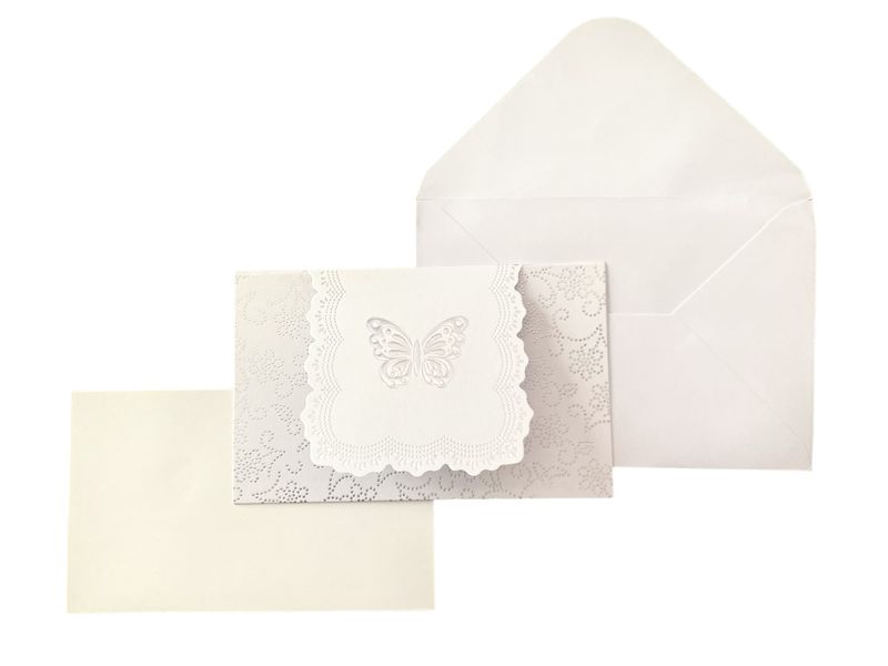 DIY Embossed Silver Butterfly Wedding Invitation Kits