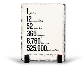 1 Year We've Only Just Begun 1st Year Anniversary Gift Rock Slate