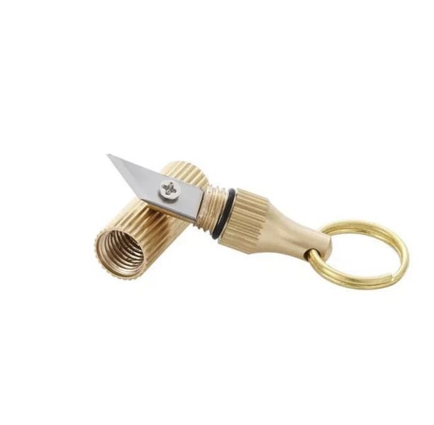 Mini Brass Portable Capsule Utility Pocket Knife Key Ring