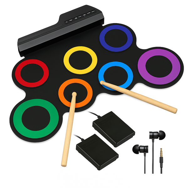 Portable Electronic Drums - Colourful, With Lights