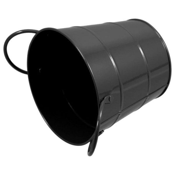 Black Iron Desktop Trash Can Small Metal Wastebasket with Handle Compact