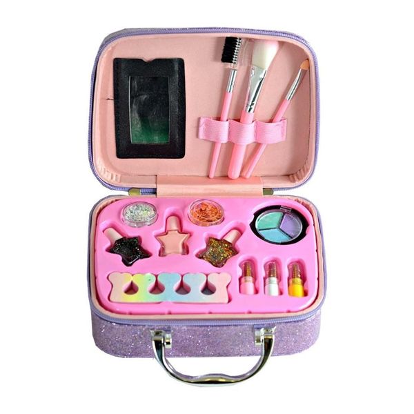 Kids Pretend Makeup Set With Unicorn Design Makeup Bag