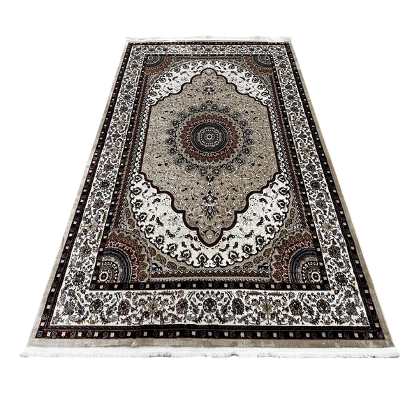 290 x 200cm Classic Turkish Machine Made Rug - Beige/Maroon Red