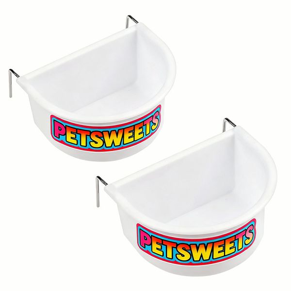 2Pcs Bird Feeding Dish D-shaped Plastic Bird Food Bowl with Hook