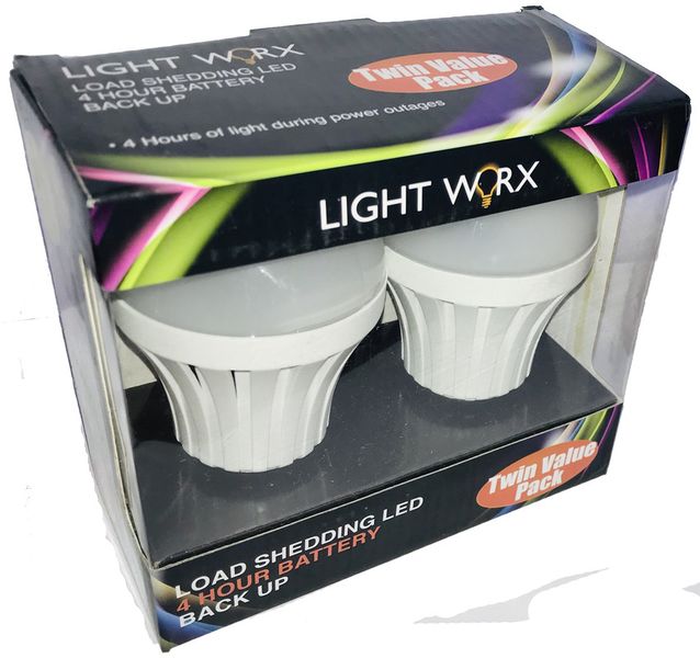 Load Shedding LED 7W Rechargeable Bulb B22 Bayonet Twin Value Pack (LIGHT WORX)