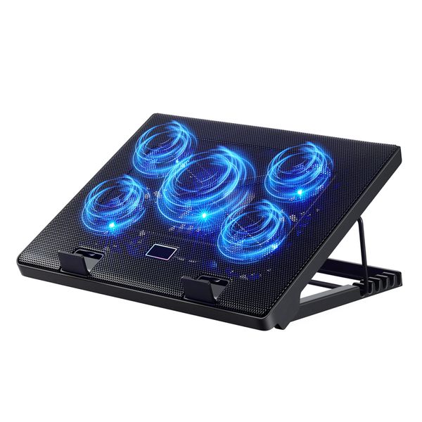 12"-17" Laptop Cooling Pad with 5 Quiet Fans, 2 USB 2.0 Ports