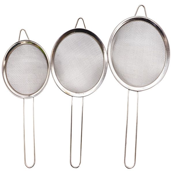 Kitchen Sieve - 3 Piece Set - Silver