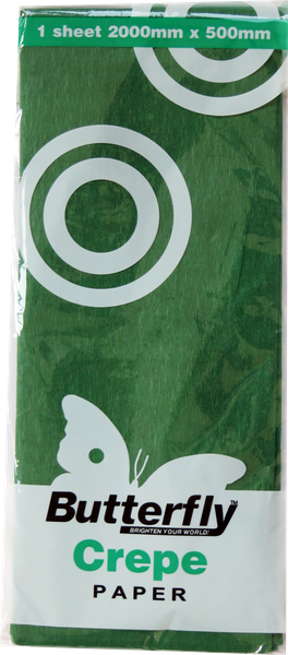 Butterfly Crepe Paper - 12 Sheets (2m X 500mm Each) Green