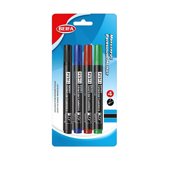 Permanent Marker Set - 4 Pack (Black, Blue, Red,Green) - 5 x 4 Packs