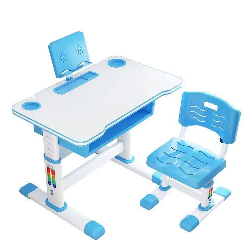 Children's learning adjustable table with light-cup holder and chair