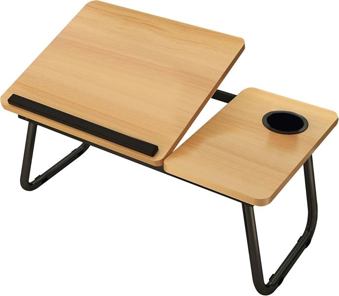 Laptop Bed Table Notebook Desk Stand With Foldable Legs &amp; Cup Slot Tray ZM