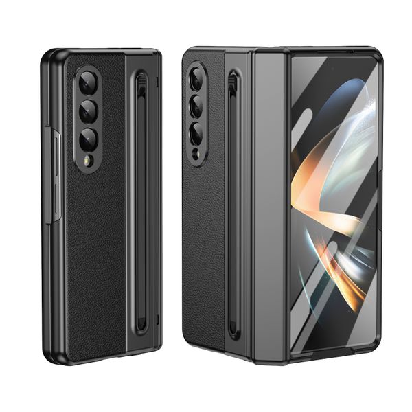 Phone Case Compatible With Samsung Z Fold 3 Leather Hinge Folding Cover