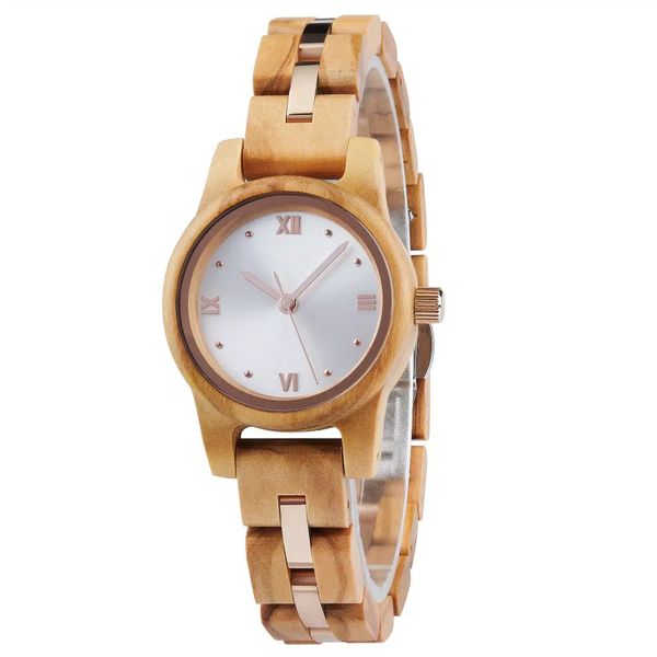 GoldPink Olive Wood Woman's Watch