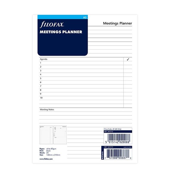 Organiser A5 Meetings Planner Undated