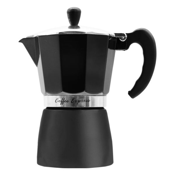 Regent Coffee Maker Aluminium 2 Tone Matt Black with Silver 6 Cup, (275ml)