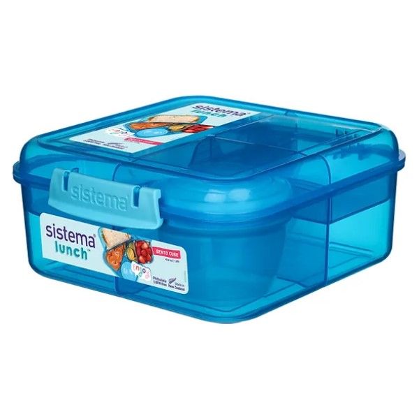 Sistema Lunch Box Bento Cube With Yogurt Pot Square 1.25L
