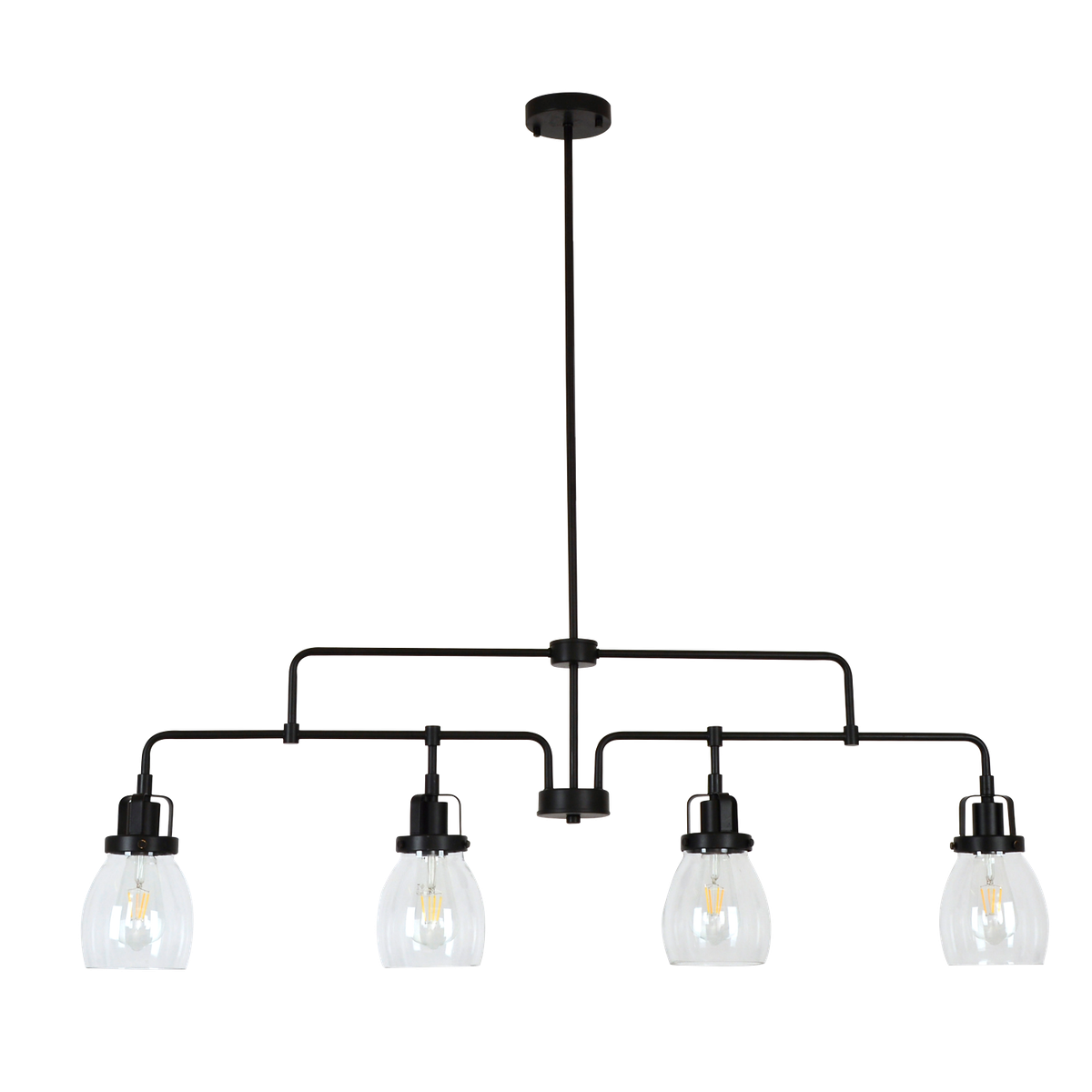 Zebbies Lighting Skylar Black 4 Light Pendant with Clear Glass