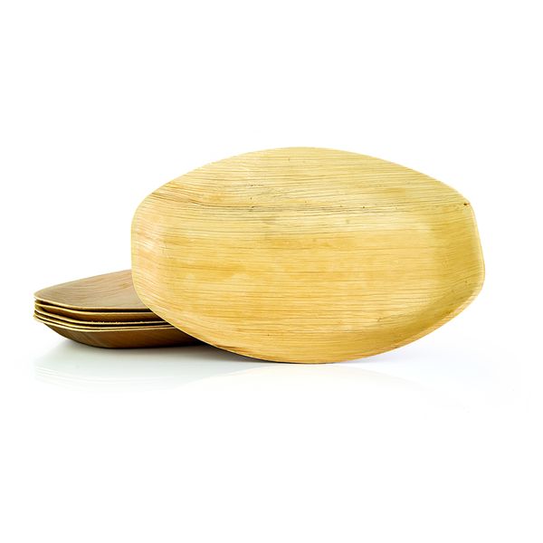 Organic Disposable Areca Leaf 38 x 25cm Oval Platters - 3 piece
