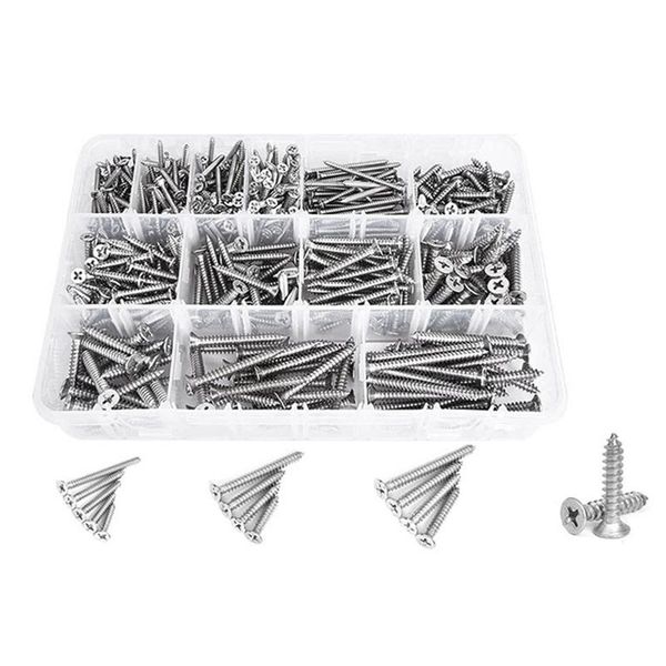 510Pcs Wood Screws Assortment Kit-Stainless Steel Self Tapping Screw