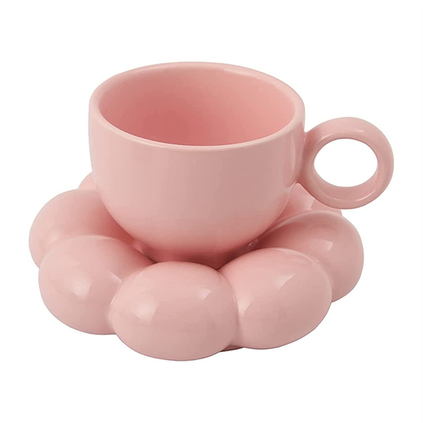 Flower Coffee Cup &amp; Saucer Set Ceramic Coffee Cup 6 7Oz Silver