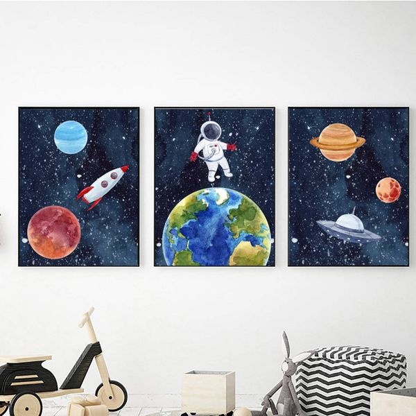 Space Planets - 40cm x 50cm Canvas - Set Of 3