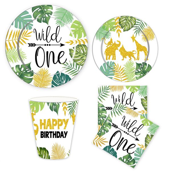 iKids 16 Guests Birthday Party Plates Cups and Napkins - Wild One