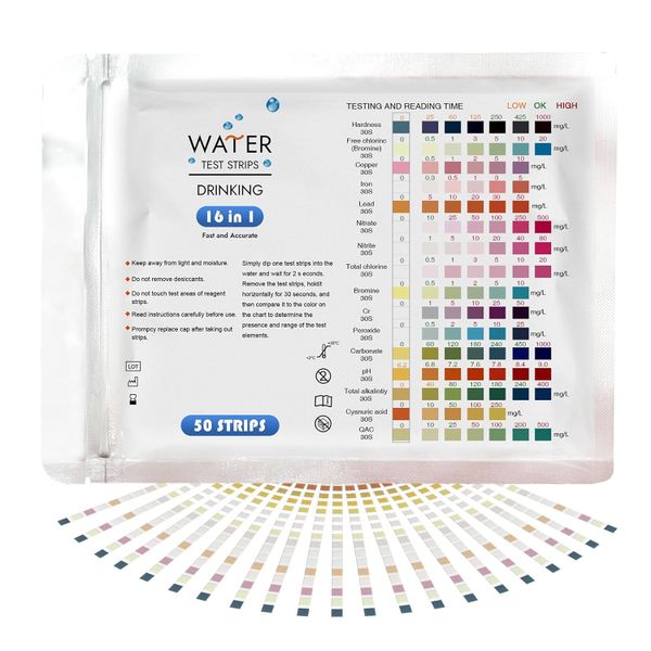 16 in1 benzi de testare multiple pentru calitatea apei potabile pH detected
