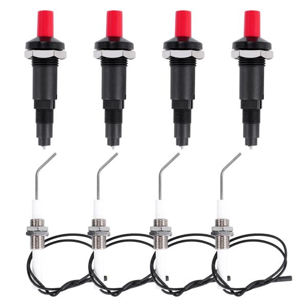 4 Pieces Propane Push-Type Piezo Igniter Kit Wire 30 cm for Gas Grill