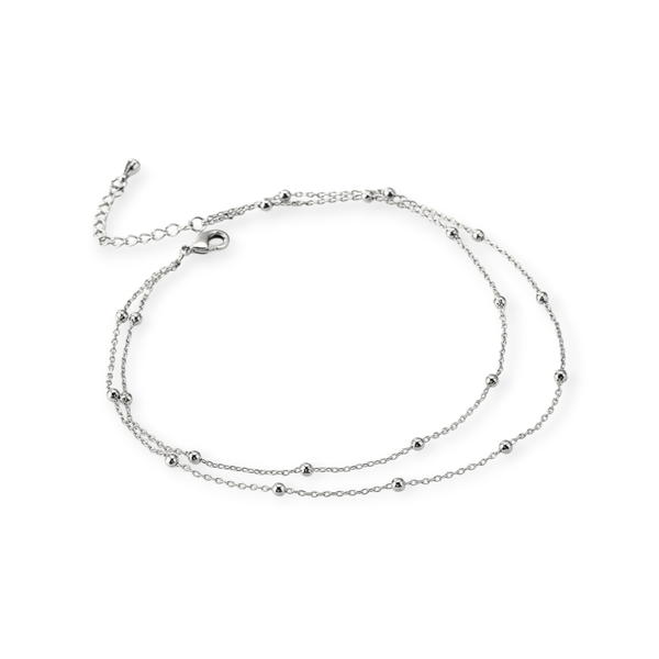 Double Chain Bracelet and Anklet with 925 Silver Balls