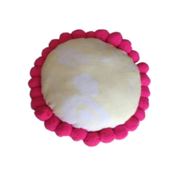 Round Yellow White Round Scatter Cushion