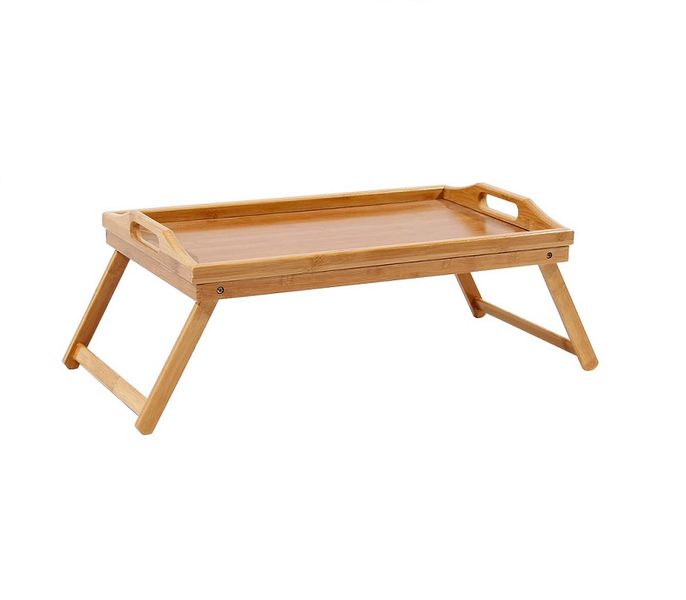Foldable Bamboo Wood Serving Bed Breakfast Laptop Table with Folding legs