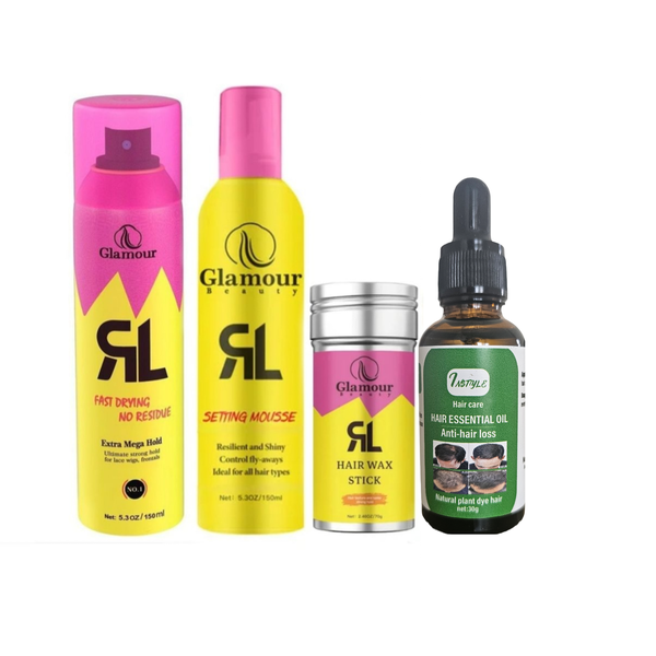 Glamour Hair Set- Extra Mega Hold, Setting Spray and Anti Hair Loss Oil
