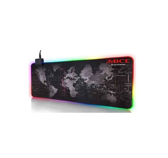 DW iMICE World Map RGB Gaming Mouse Pad 80 x 30 cm - Black - PD-06