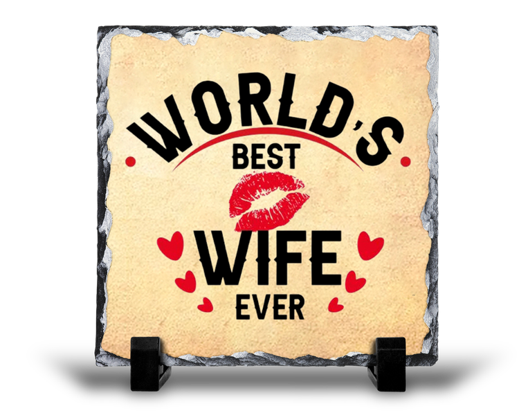 World's Best Wife Ever Birthday Gift Novelty Rock Slate