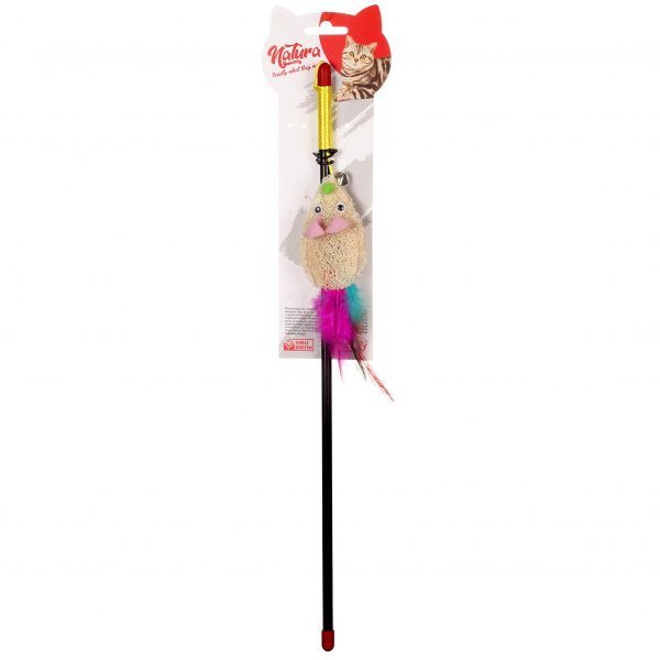 Natura Natural Sponge Mouse Cat Fishing Rod Toy