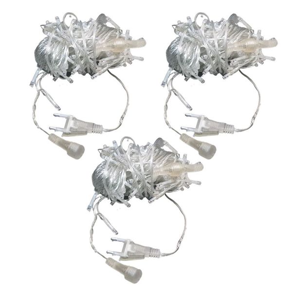 LED Connectable Static Fairy Lights 10m Warm White IP65 - 3 Pack