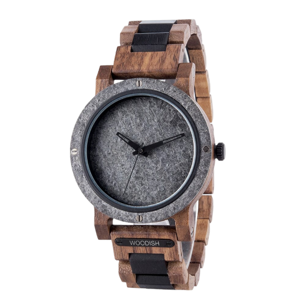 Men's Walnut And Olive Wooden Watch With Rock Aloy GT089-4